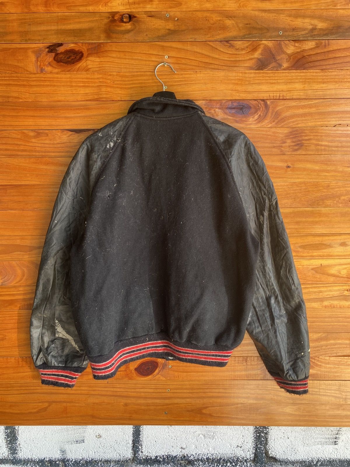 Vintage Vintage 1950s Men’s Black Wool & Leather Varsity Jacket Size US L / EU 52-54 / 3 - 10 Thumbnail