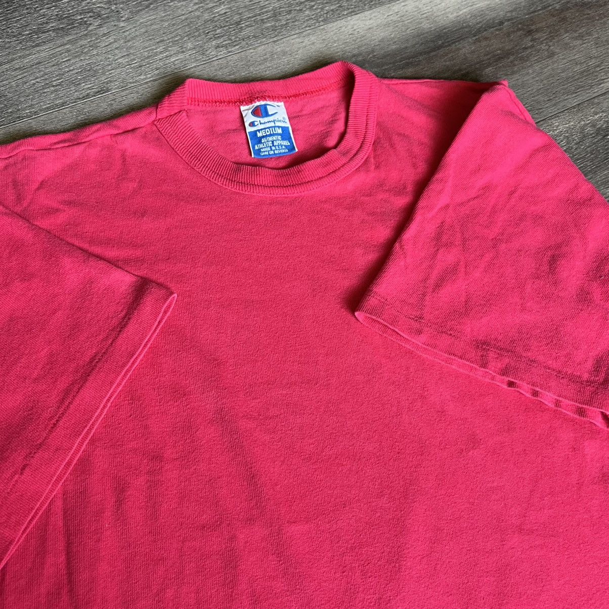 Champion Vintage 1990s Champion Small Logo Hot Pink Single Stitch Tee Size US M / EU 48-50 / 2 - 6 Thumbnail