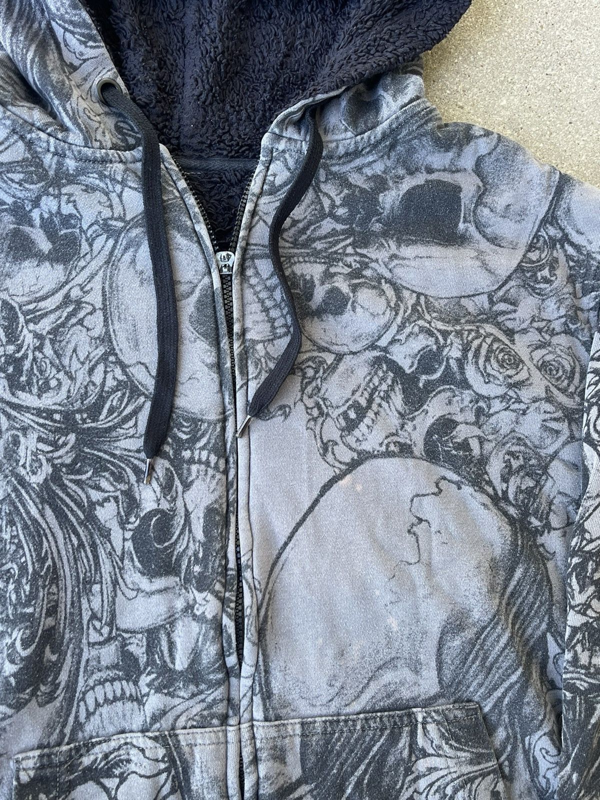 Affliction × Vintage Vintage Y2K AOP Skull Wings Grunge Style Hoodie Mens XL Size US XL / EU 56 / 4 - 3 Thumbnail