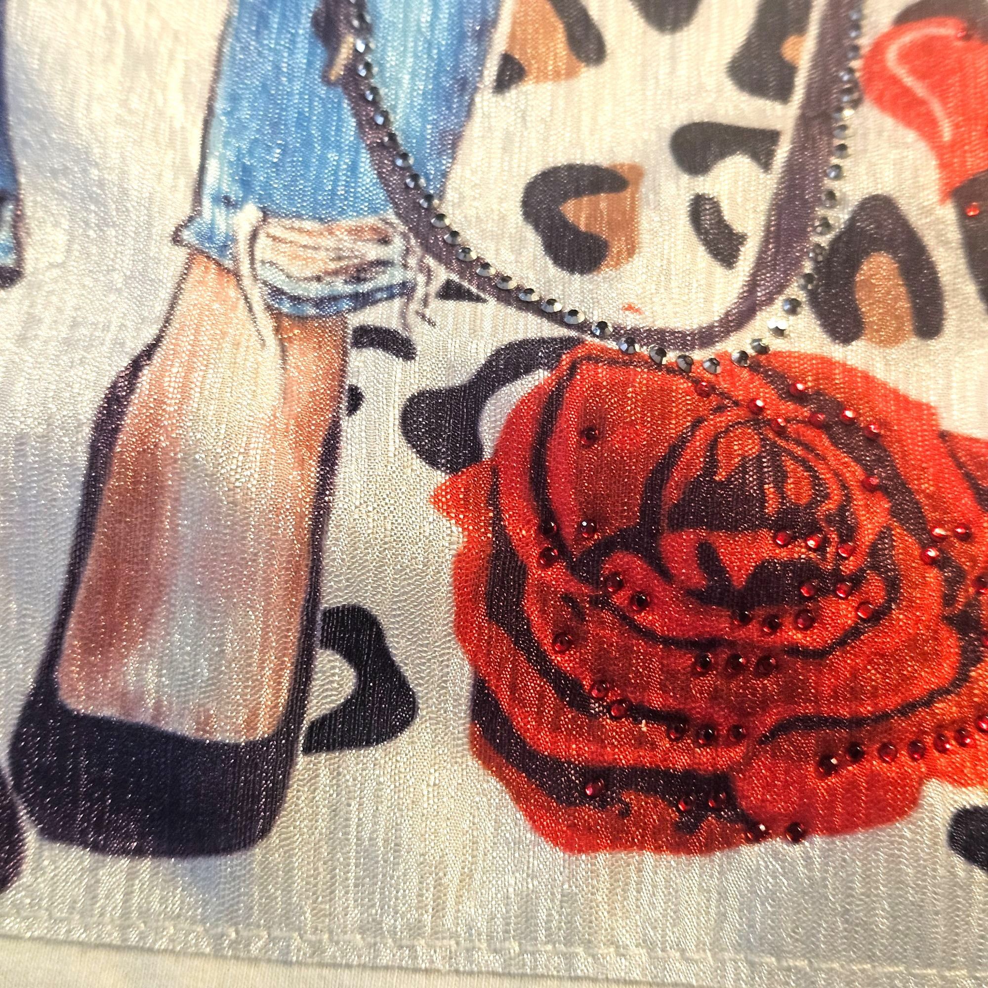 Other Why Dress Women’s Graphic Tee White M Leopard Rose Print Y2K Size M / US 6-8 / IT 42-44 - 7 Thumbnail