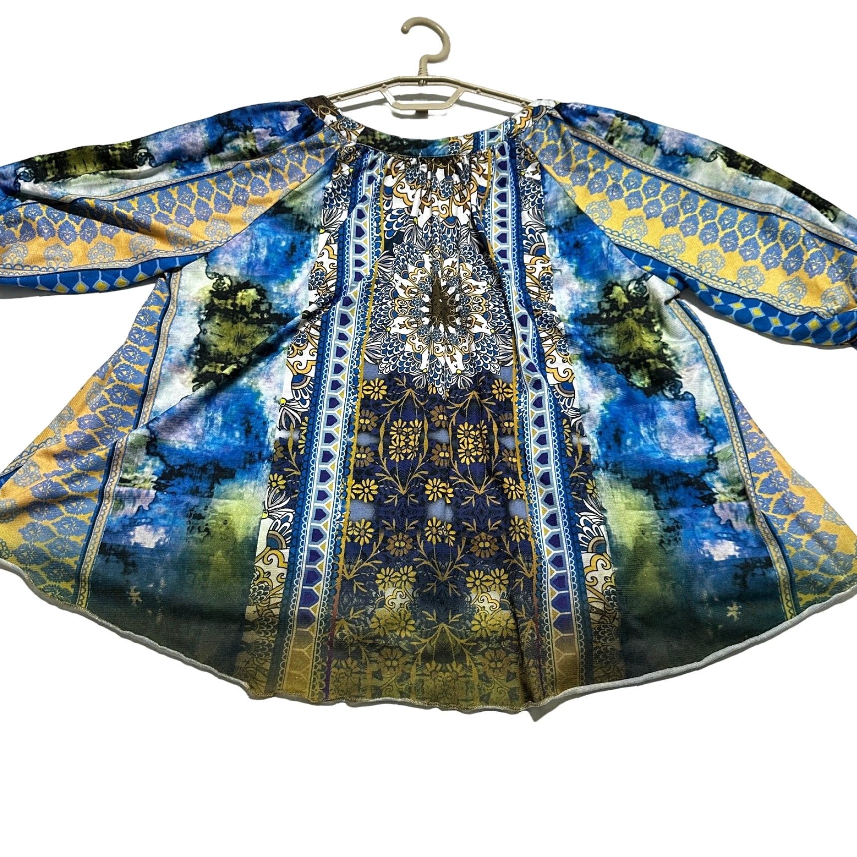 Vintage Y2K One World Blouse S Blue Paisley 3/4 Sleeve Bohemian Tunic Women Regular Polyester Vintage: No | Casual, Business Size S / US 4 / IT 40 - 4 Thumbnail