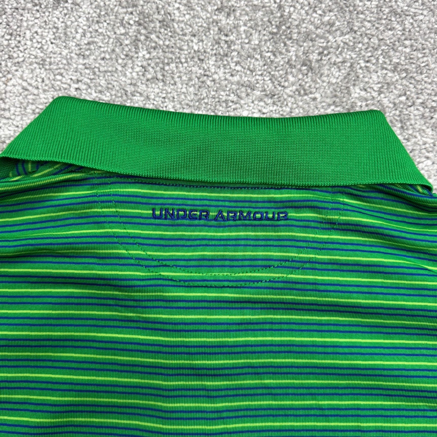 Under Armour Under Armour Polo Shirt Mens L Green Striped HeatGear Relaxed Fit Casual Golf Tennis Walking Short Sleeve 90s Classic Outdoor Mens Size US L / EU 52-54 / 3 - 4 Thumbnail