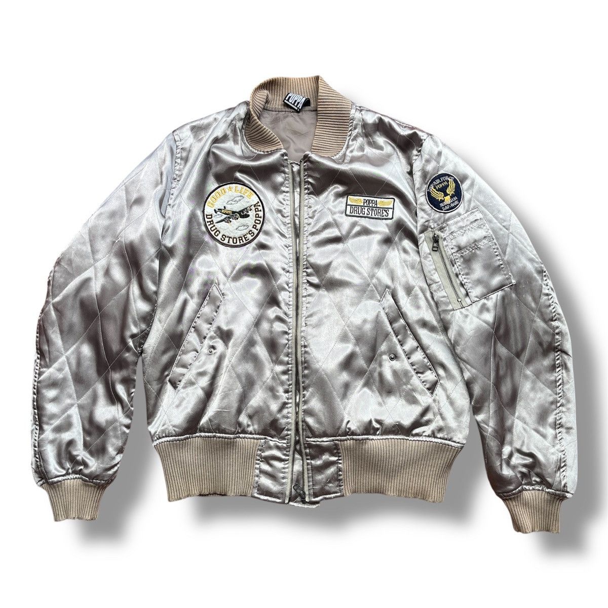 Vintage VINTAGE POPPA DRUG STORE SATIN PATCHES BOMBER JACKET Size US L / EU 52-54 / 3 - 3 Thumbnail