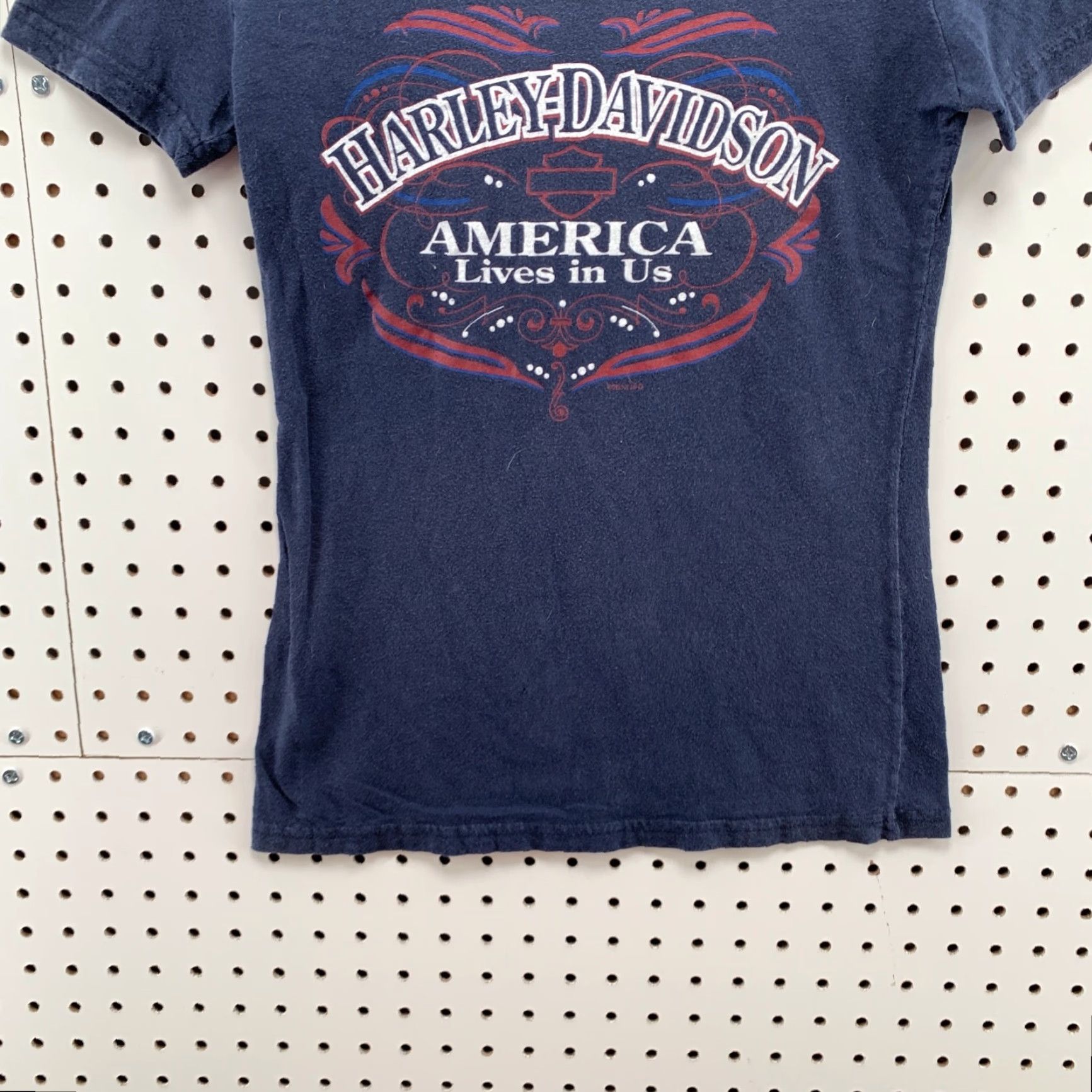 Harley Davidson HARLEY-DAVIDSON Women's T-Shirt Small Blue V-Neck Motorcycle City Theme Cap Sleeve Size 28" / US 6 / IT 42 - 5 Thumbnail