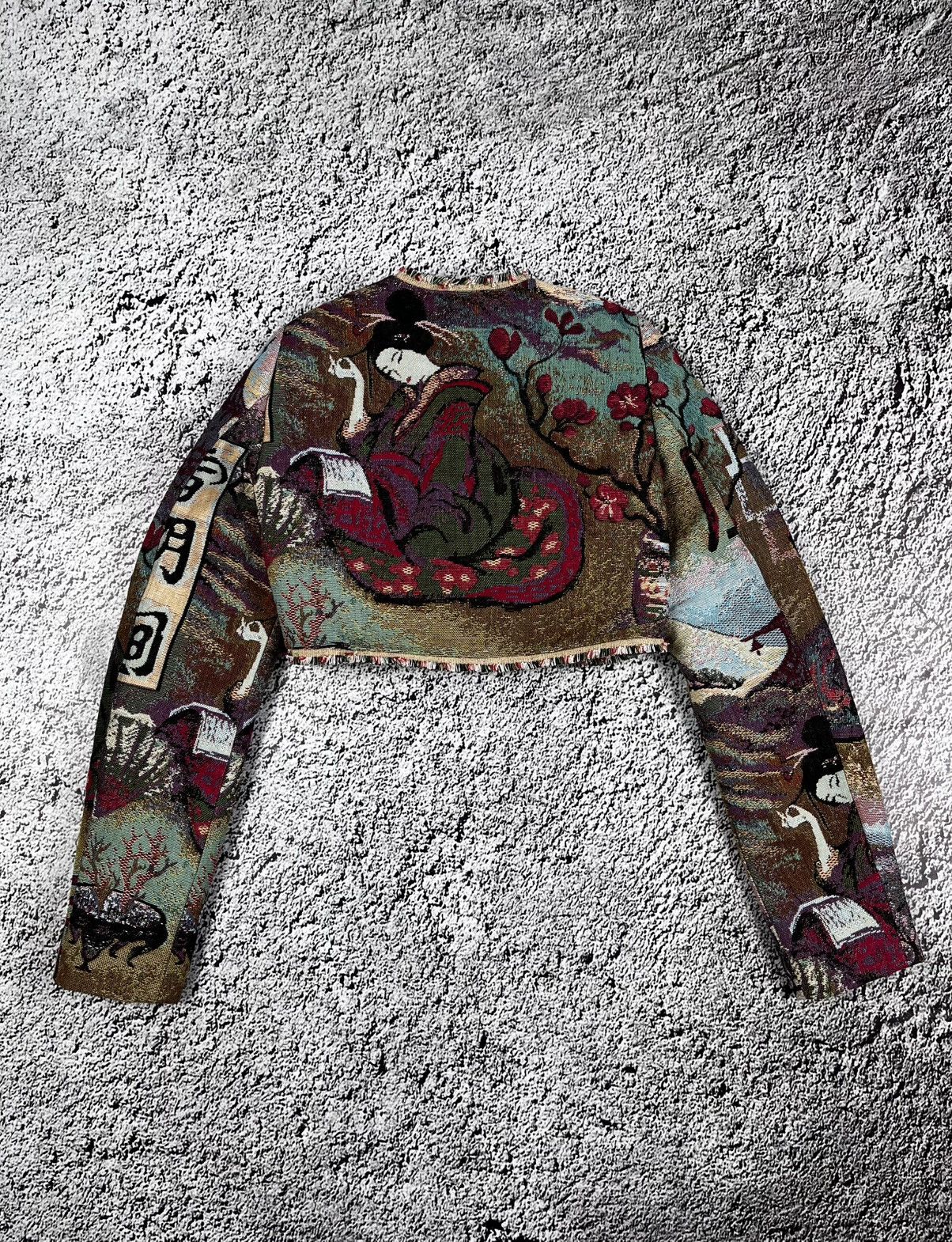 Handmade Vintage Japanese Geisha Tapestry Cropped Bolero Jacket Size S / US 4 / IT 40 - 1 Thumbnail