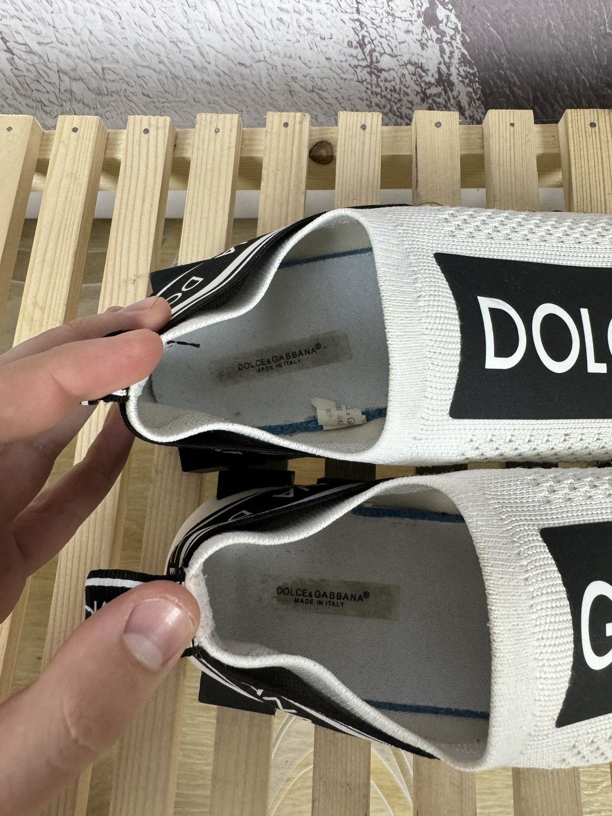 Dolce & Gabbana Dolce & Gabbana white/black big logo sneakers luxury Size US 9 / IT 39 - 12 Thumbnail