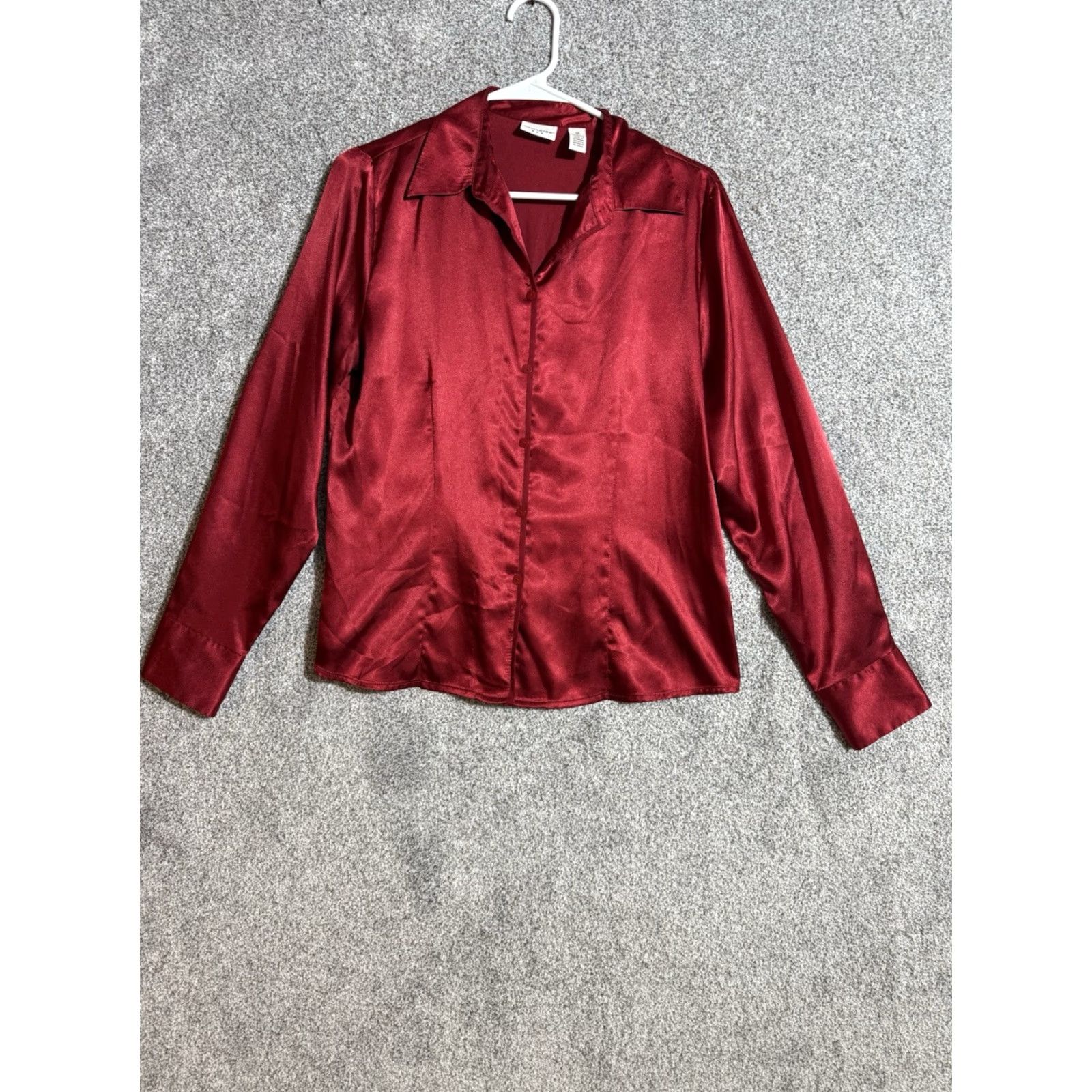 Vintage VINTAGE Covington Satin Button-Up Top Womens 12 Red 100% Polyester Business Formal Office Chic Evening Wear Romantic Size XL / US 12-14 / IT 48-50 - 2 Thumbnail