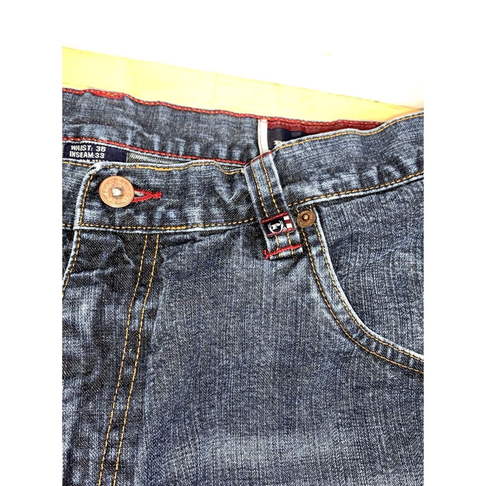 Phat Farm VINTAGE Phat Farm Jeans Mens 36x33 Blue Logo Y2K Grunge Hip Hop Straight Denim 11815 Mens Size US 36 / EU 52 - 6 Thumbnail