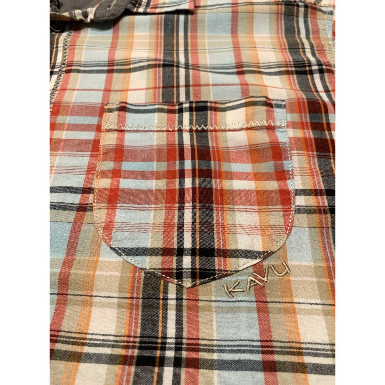 KAVU KAVU Lightweight Outdoor Plaid Camp Shirt Large Multi-Color Short Sleeve Mens Size US L / EU 52-54 / 3 - 7 Thumbnail