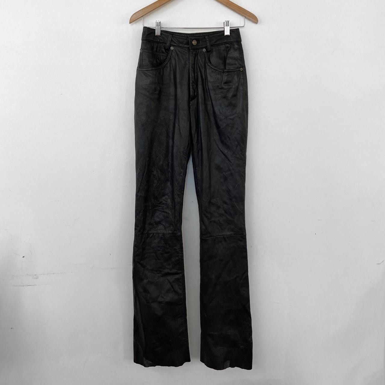 Wilsons Leather Vintage Black Genuine Leather Flare Pants Size 25" / US 0 / IT 36 - 4 Thumbnail