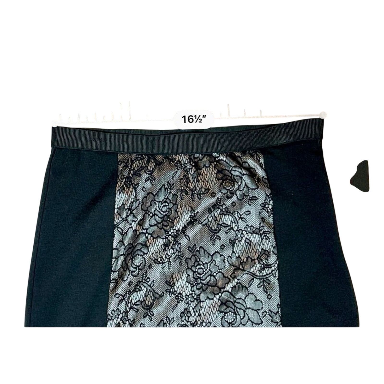 Other Rafaella Black Ponte Lace Insert Straight Pencil Skirt 8 NWT Size 30" / US 8 / IT 44 - 6 Thumbnail