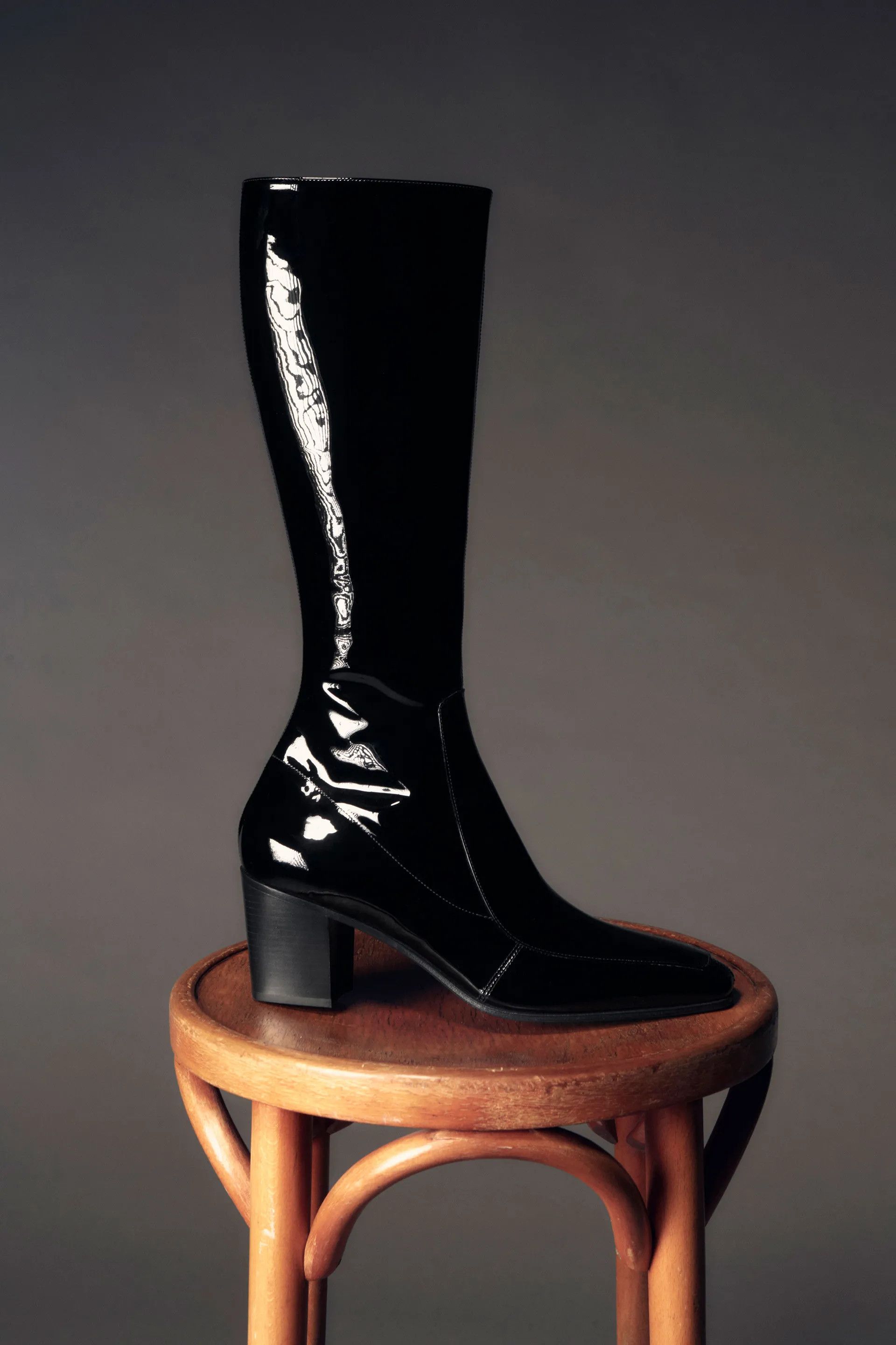 Saint Laurent Paris Black Patent Leather Otto 70 Zip Boots Size US 8 / EU 41 - 1 Thumbnail