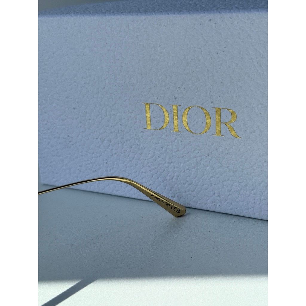 Dior NEW Dior Cannage S1U Metal Square Sunglasses in Gold Grey Size ONE SIZE - 6 Thumbnail