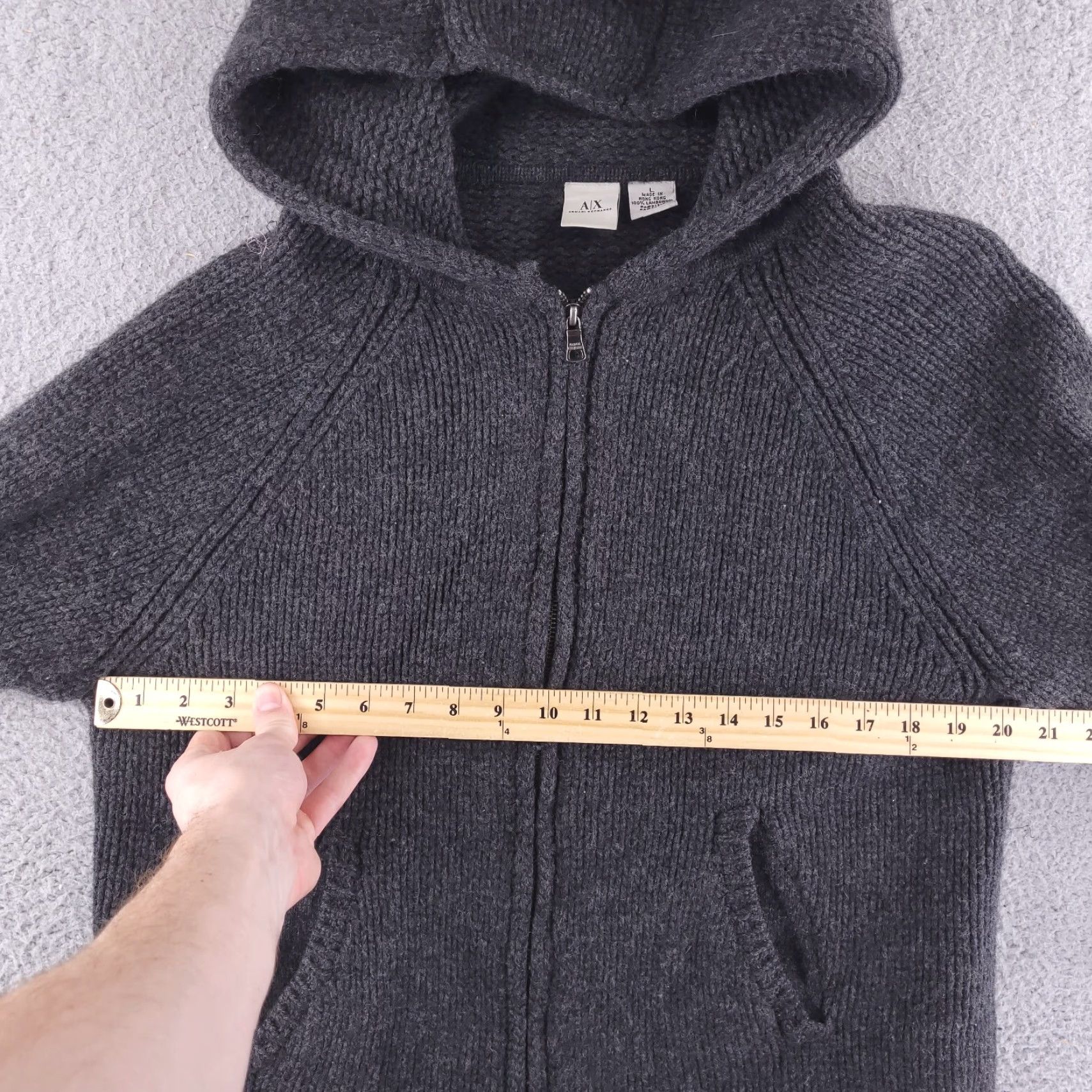 Armani Exchange Armani Exchange Hoodie Womens Large Gray 100% Wool Zip Full Zip Wool Material Gray Womens L Folded Size L / US 10 / IT 46 - 7 Thumbnail