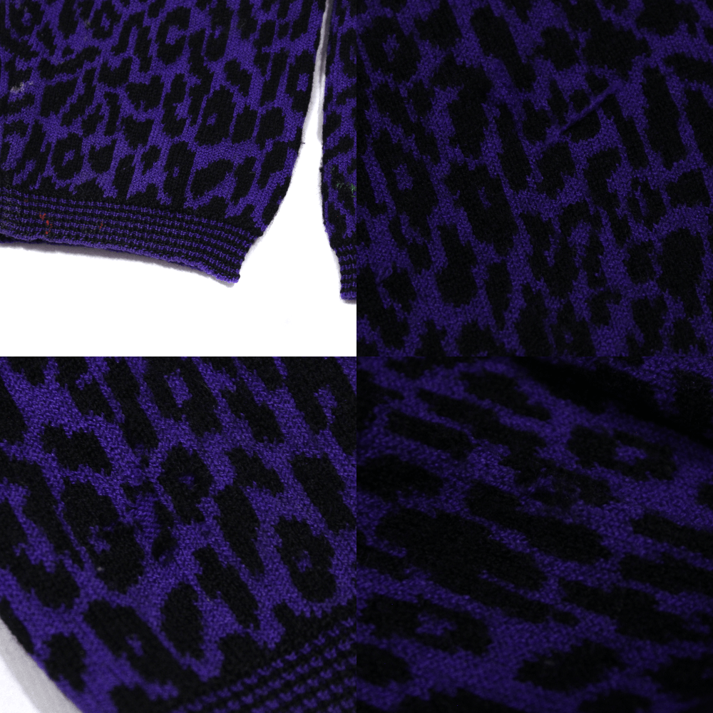Versace 90S Violet Leopard Camo Wool Knit Vintage Size L / US 10 / IT 46 - 8 Thumbnail