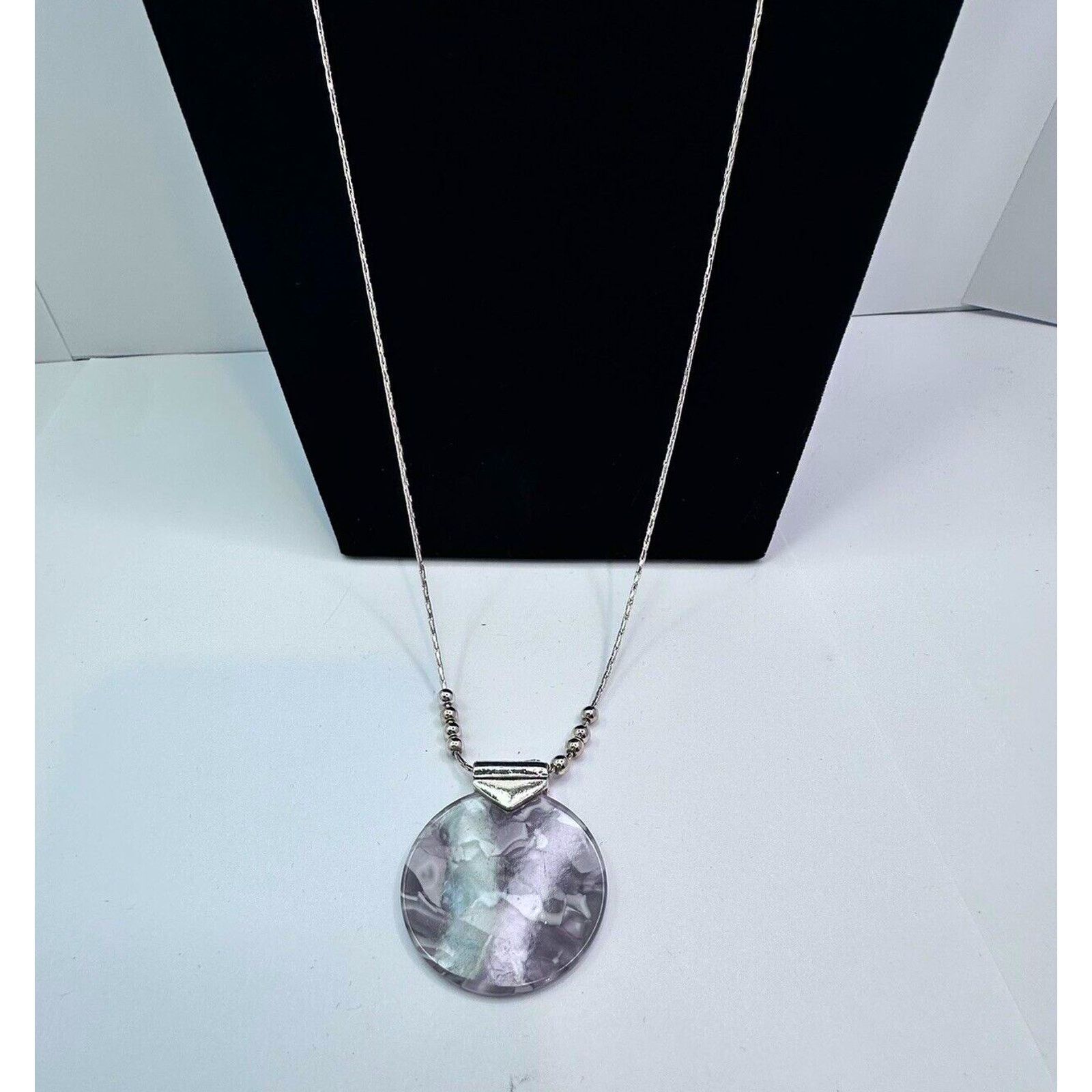 Other Pink Gray Opaque Round Pendant Necklace 32" Rose Gold Tone Size ONE SIZE - 3 Thumbnail