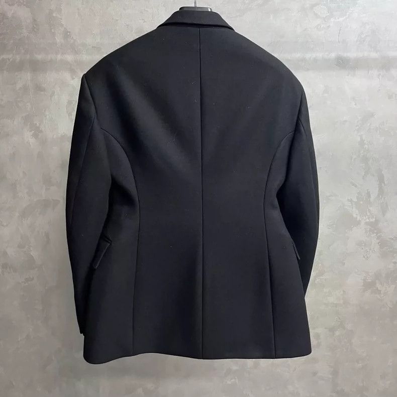 Louis Vuitton LOUIS VUITTON Black solid single-breasted waist blazer 2504 Size 48R - 4 Thumbnail