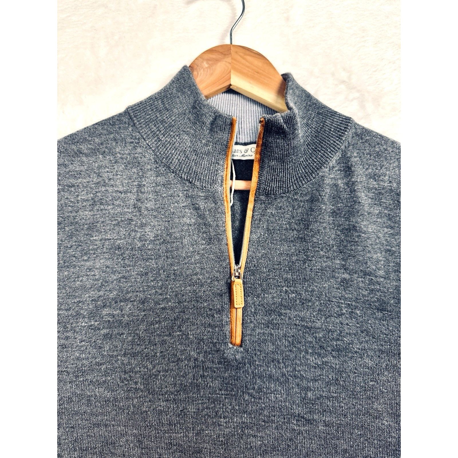 Other Collars & Co Australian Merino Wool Quarter Zip Sweater Gray Size US L / EU 52-54 / 3 - 5 Thumbnail