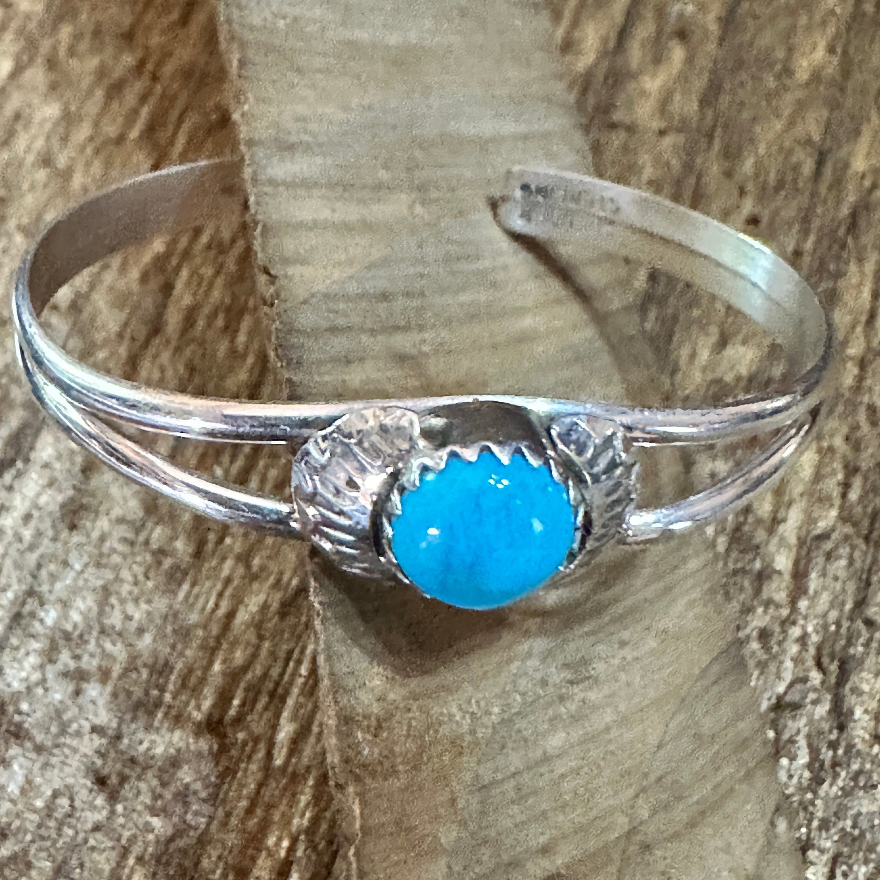 Other Handmade Navajo Sterling Silver & Turquoise Baby Cluster Cuf Size ONE SIZE - 3 Thumbnail