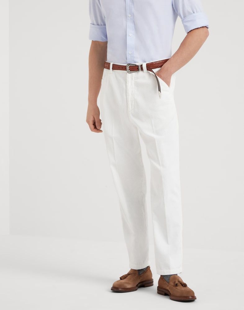 Brunello Cucinelli o1w1db10825 Corduroy Pants in White Size US 30 / EU 46 - 1 Thumbnail