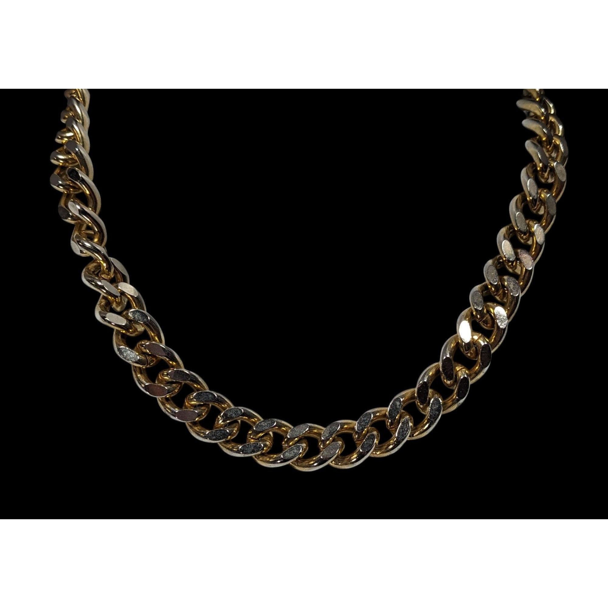 Other Classic Chunky Heavy Gold Tone Chain Necklace With Silver To Size ONE SIZE - 4 Thumbnail