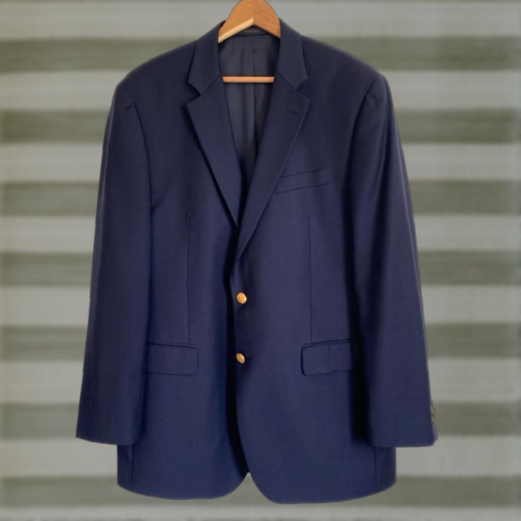 Ralph Lauren Lauren Ralph Lauren Men’s Wool Blazer Navy Sz 42 L - 2-Button, Single-Breasted, Vintage/Pre-owned Regular Fit, 100% Wool, Classic, Classic Navy, Mens Size 42R - 1 Thumbnail