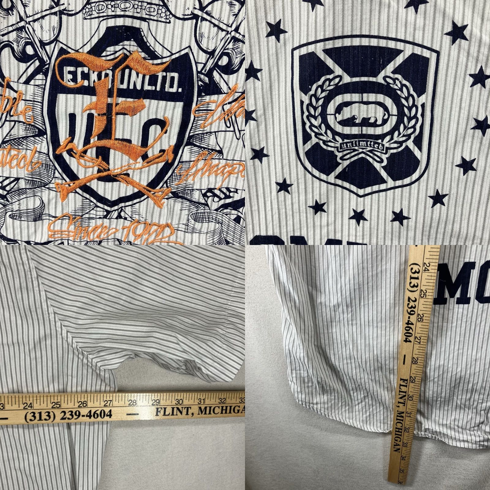 Ecko Unltd. VINTAGE Ecko Unltd Button Up Shirt Men’s 3XL Striped Short Sleeve Embroidered Logo Cotton Gray Casual Streetwear 90s Hip Hop Mens Size US XXL / EU 58 / 5 - 10 Thumbnail