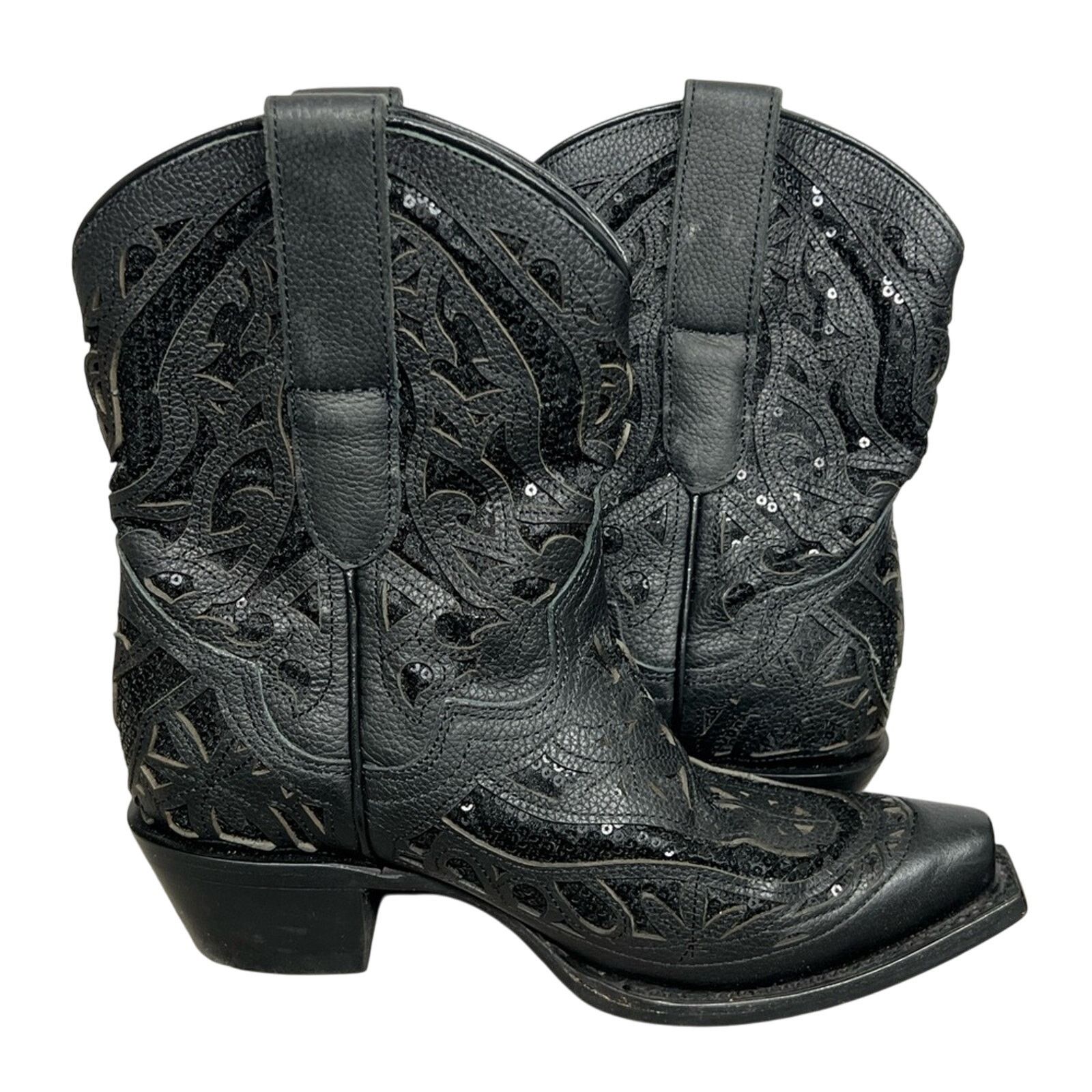 JB Classics JB Dillon Reserve Womens Cowgirl Leather Boot Black Sequin Size US 6 / IT 36 - 8 Thumbnail