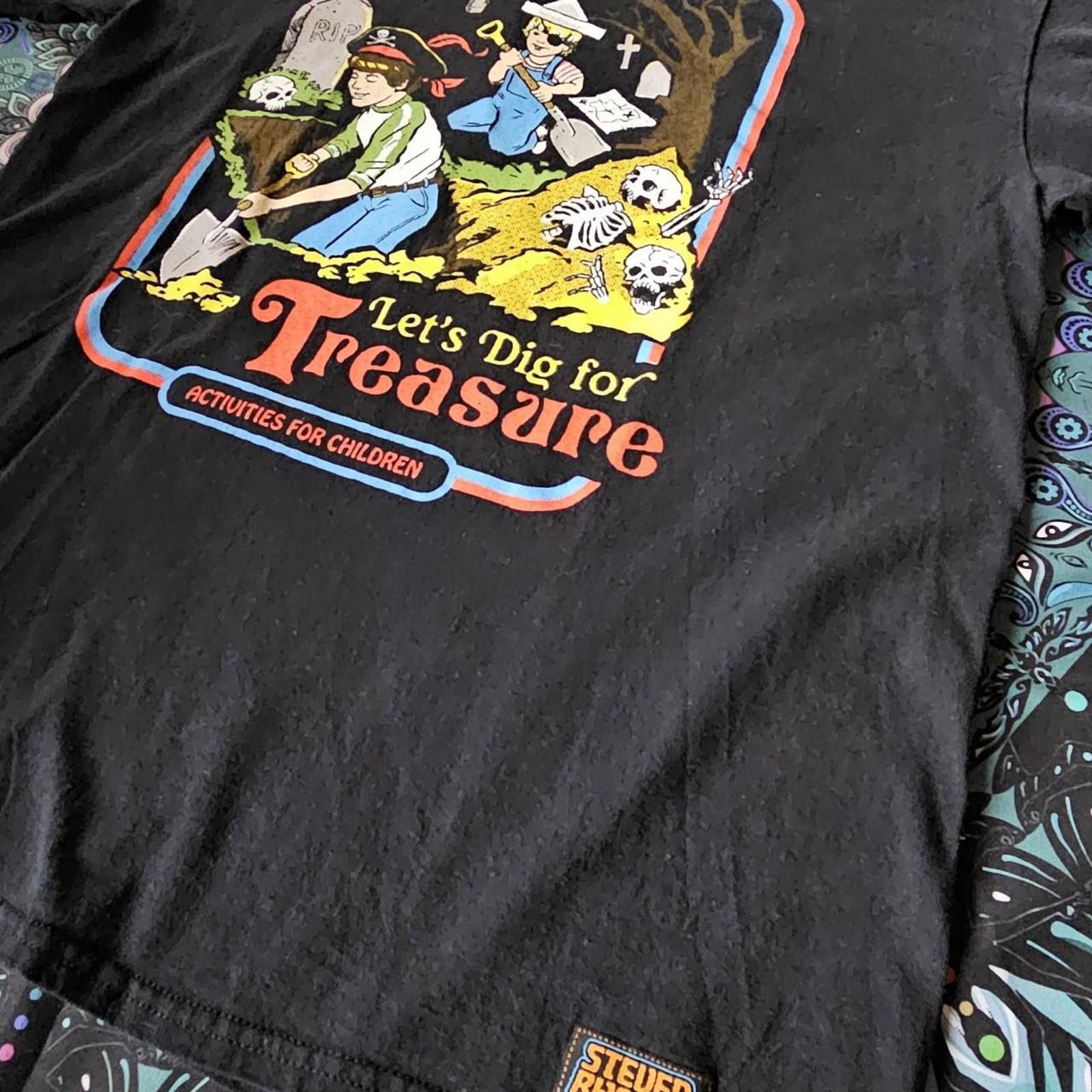 Designer Let's Dig For Treasure Black Graphic T-shirt Size US L / EU 52-54 / 3 - 2 Thumbnail