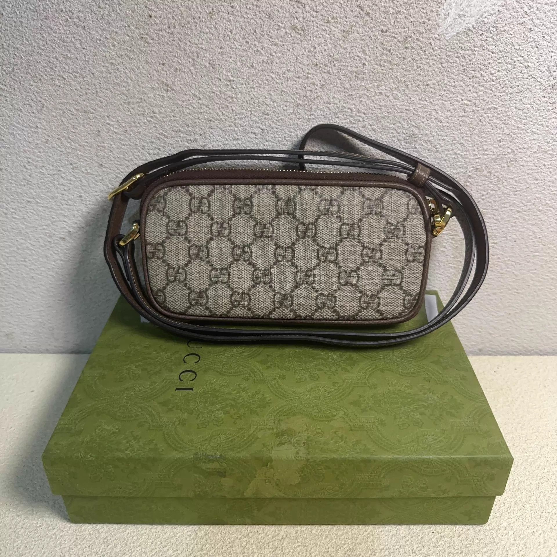 Gucci GUCCI Ophidia brown leather belt bag with Web Size ONE SIZE - 2 Thumbnail
