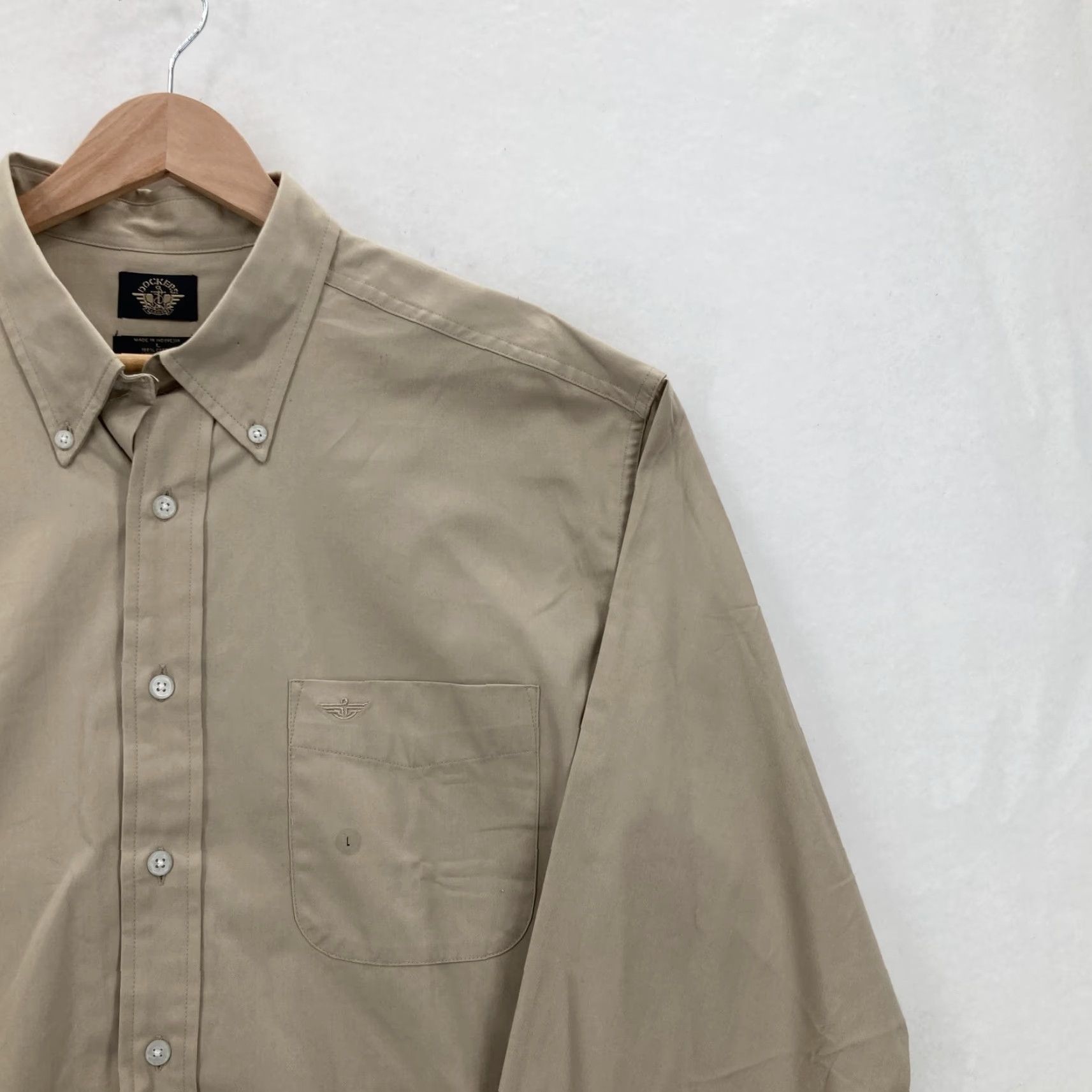 Dockers VINTAGE Dockers Shirt Mens Large Khaki 100% Cotton Button Down Long Sleeve 90s 052175363527 Size US L / EU 52-54 / 3 - 2 Thumbnail