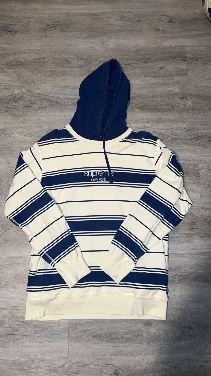 image of Supreme Striped Layered Hoodie in Blue, Men's (Size XL)