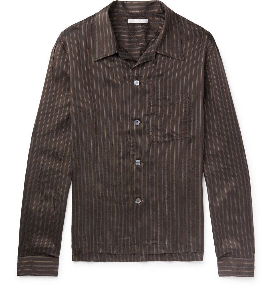 Our Legacy Our Legacy Camp-Collar Striped Shirt Brown Size US S / EU 44-46 / 1 - 1 Thumbnail