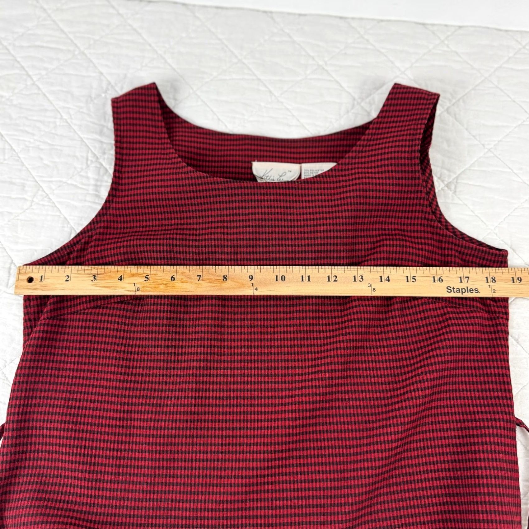 Lee VINTAGE Kathie Lee Collection Maxi Dress 90s Gingham Red Black Sz 8 Size M / US 6-8 / IT 42-44 - 5 Thumbnail