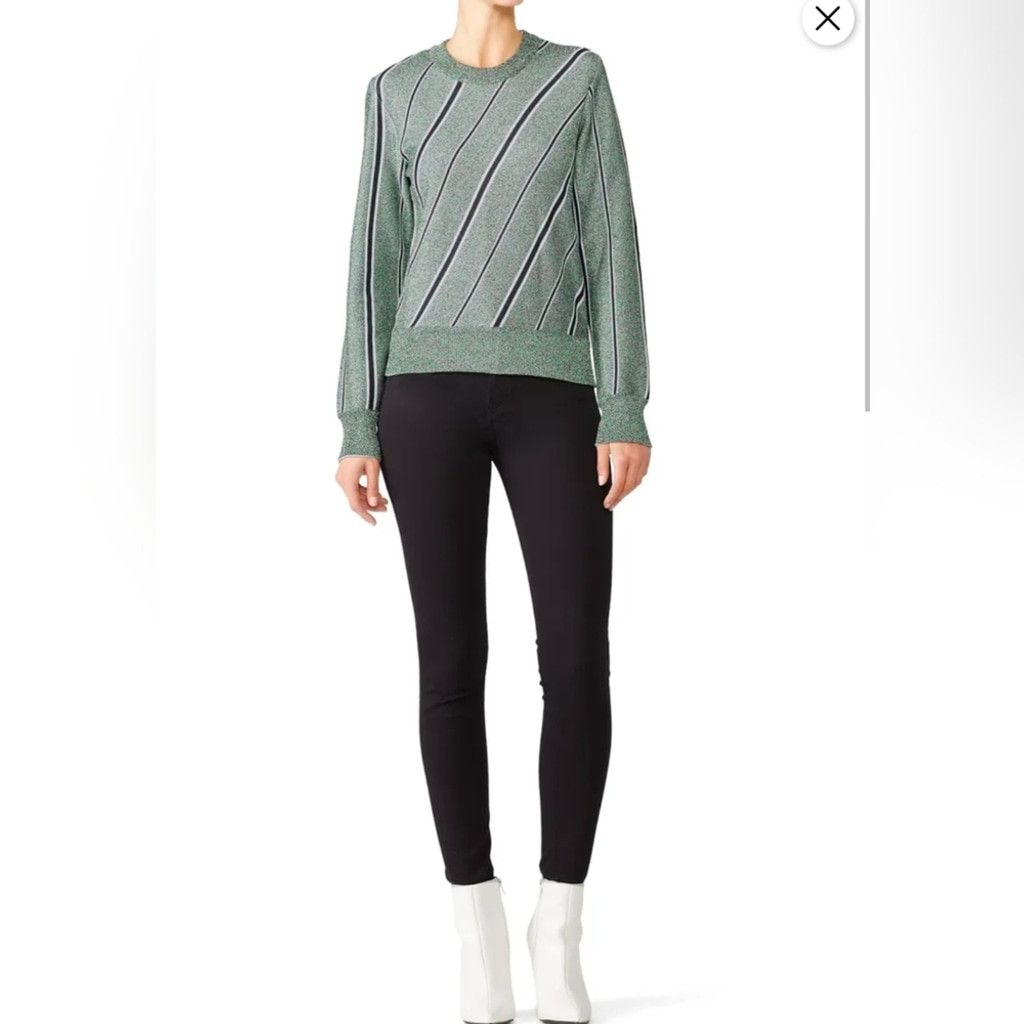 Cedric Charlier Cedric Charlier green striped Lurex sweater size 10 Size L / US 10 / IT 46 - 2 Thumbnail