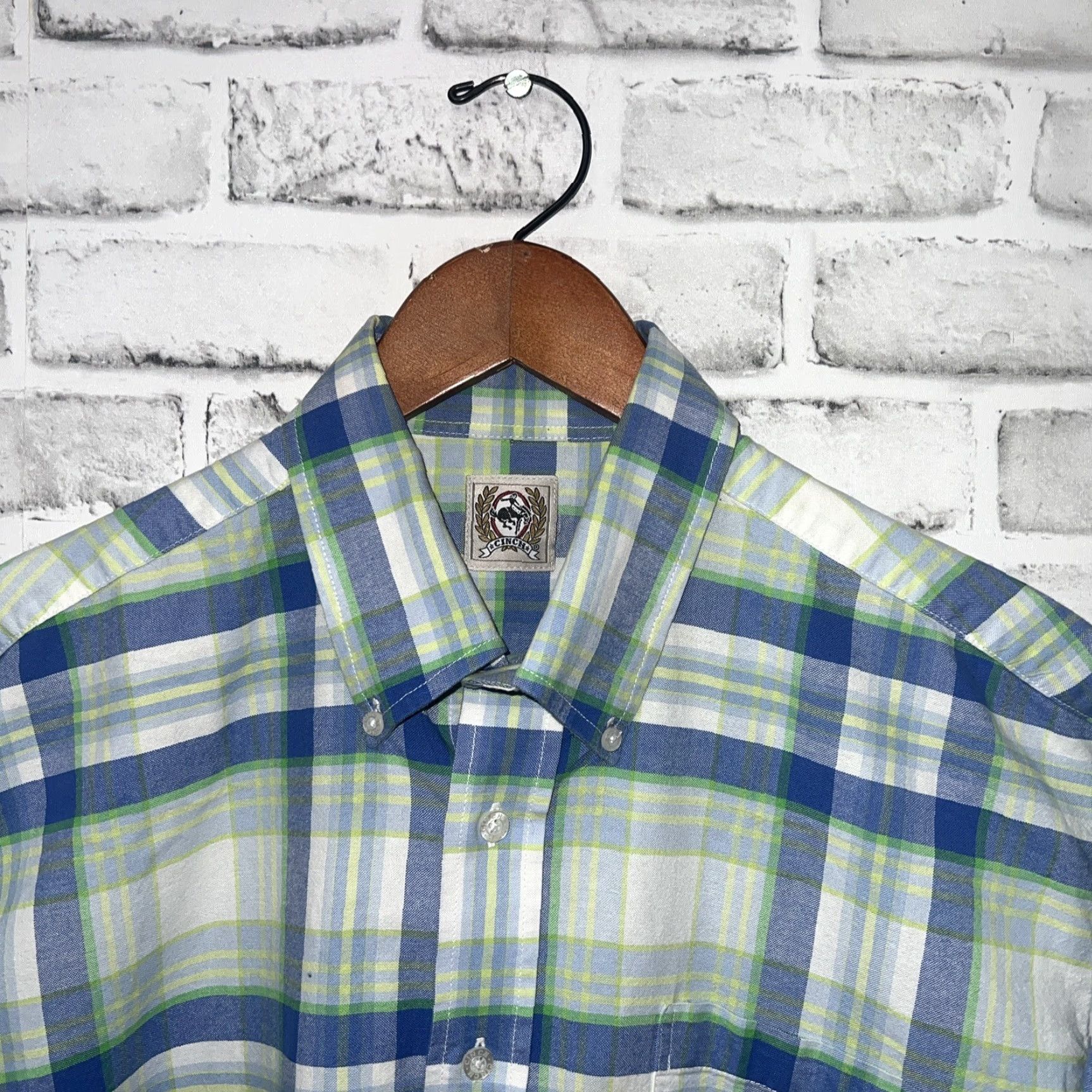 Vintage Cinch Plaid Button-Up Shirt Mens XL Blue Green Pattern Long Sleeve Size XL Size US XL / EU 56 / 4 - 2 Thumbnail