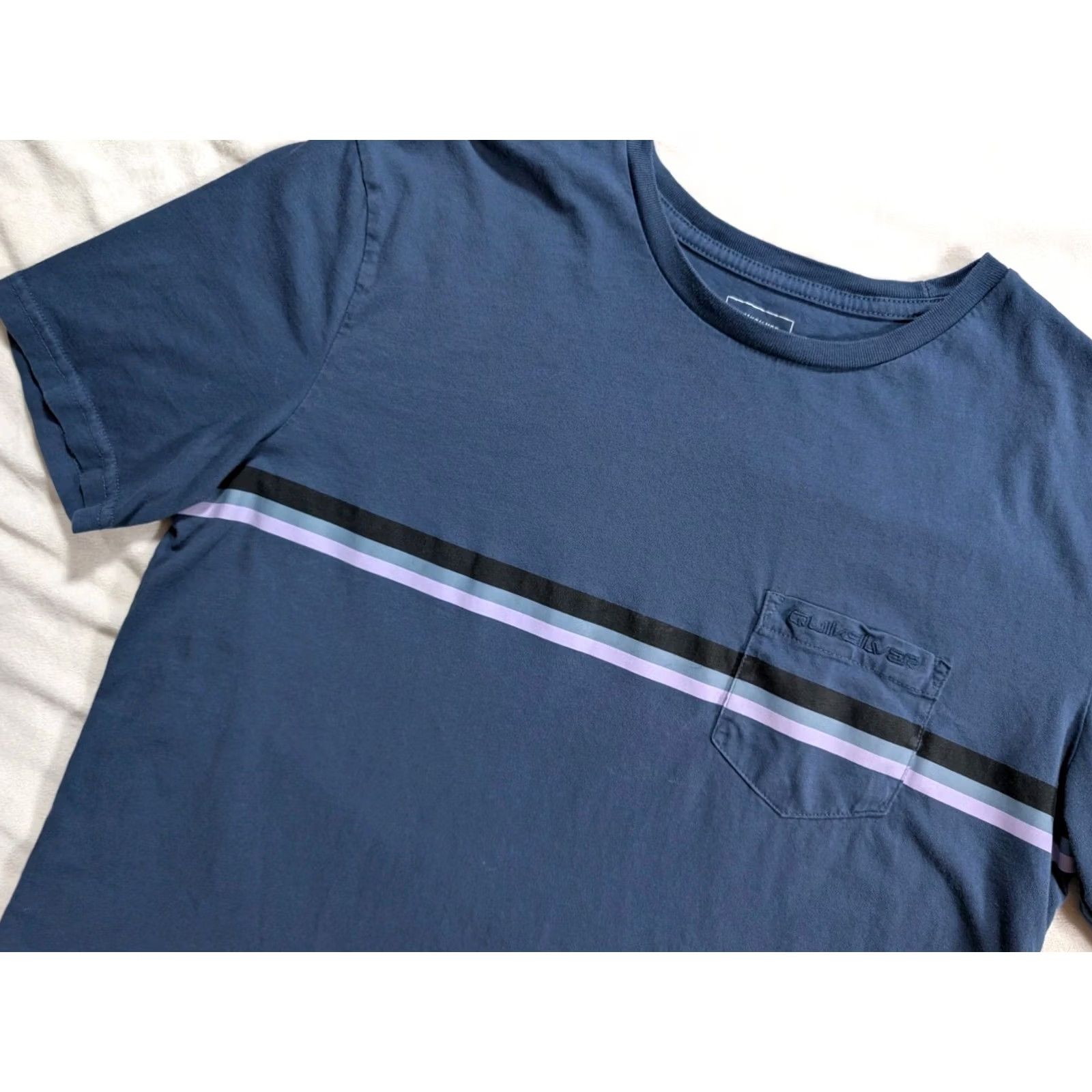 Quiksilver Quiksilver Striped T-Shirt Blue Logo Embroidered Pocket Men's Large Size US L / EU 52-54 / 3 - 2 Thumbnail