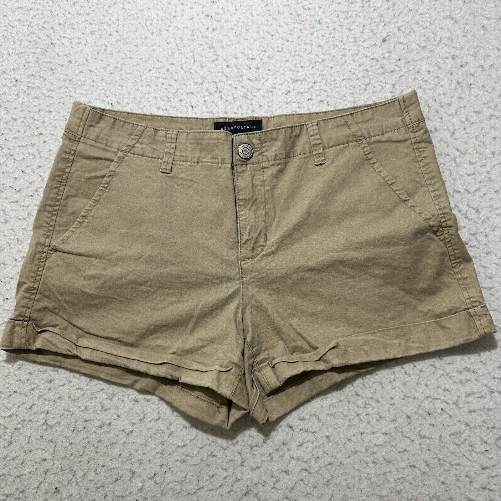 Aeropostale Aeropostale 12 Flat Front Chino Shorts Khaki Brown 3" Inseam Size 34" / US 12 / IT 48 - 1 Thumbnail