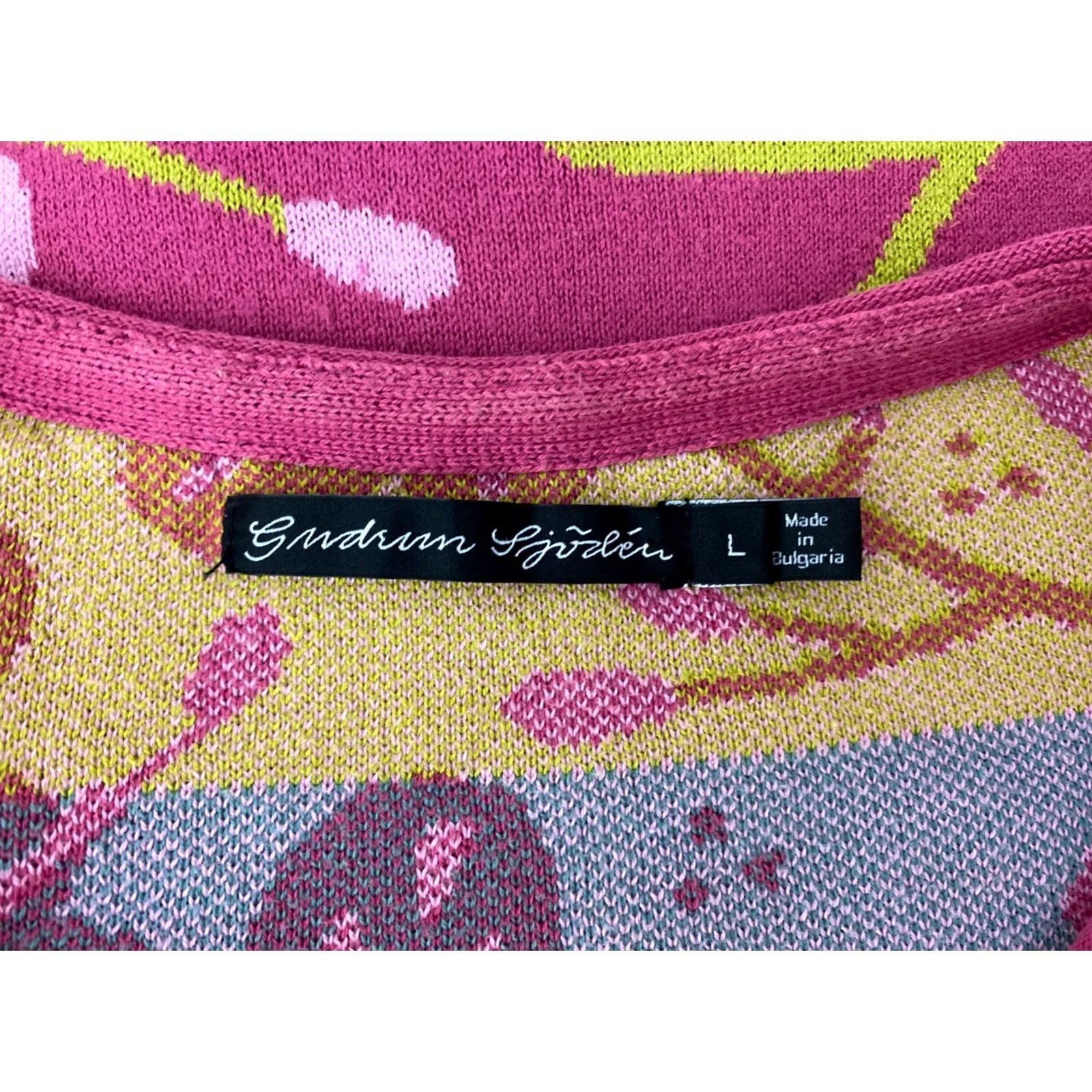 Vintage Gudrun Sjoden Jumper Tunic Shirt Womens L Pink Floral Knit Organic Cotton Boho Scandinavian Size L / US 10 / IT 46 - 5 Thumbnail