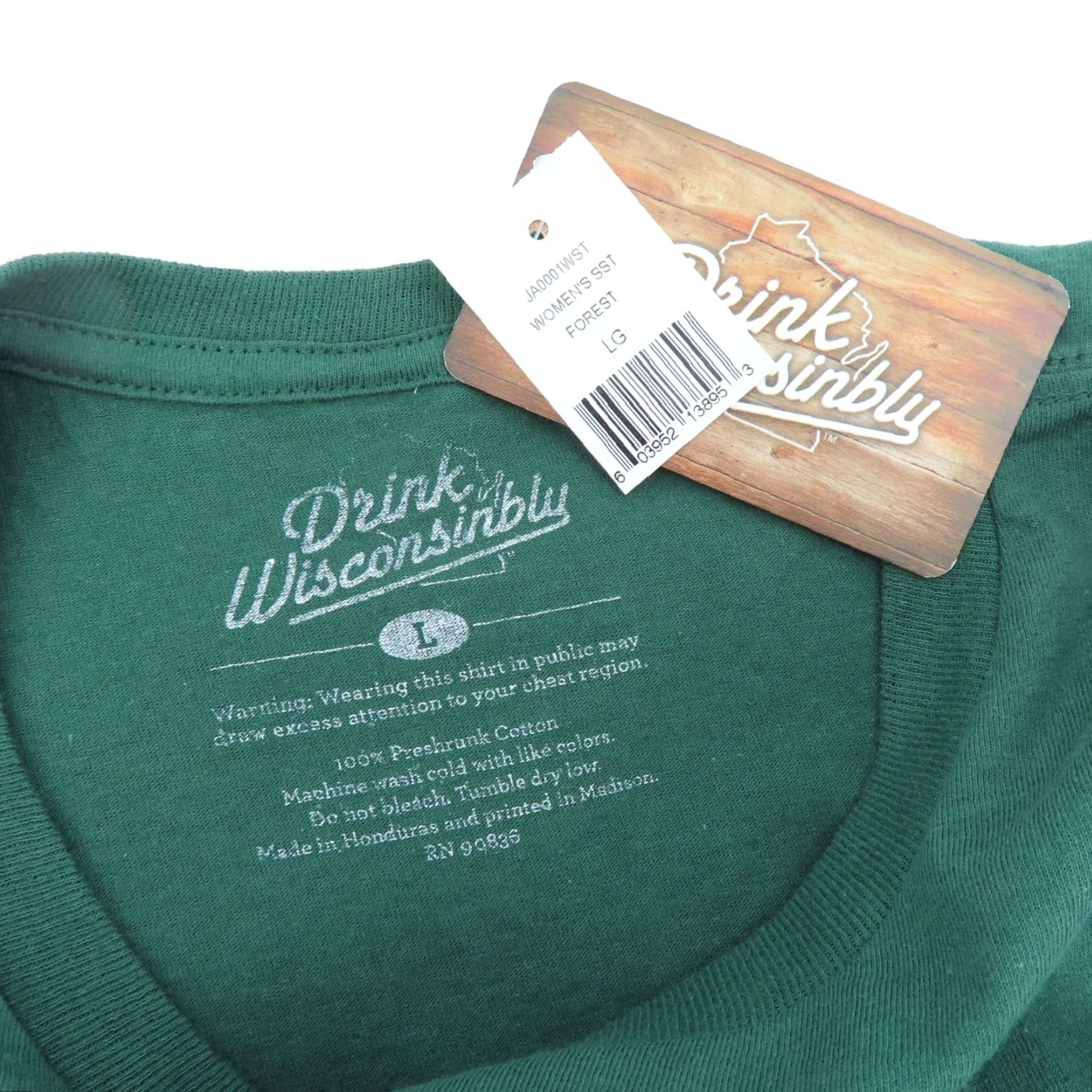 Vintage Drink Wisconsinbly Womens Large Green Crew Neck Short Sleeve T Shirt NEW Size L / US 10 / IT 46 - 4 Thumbnail