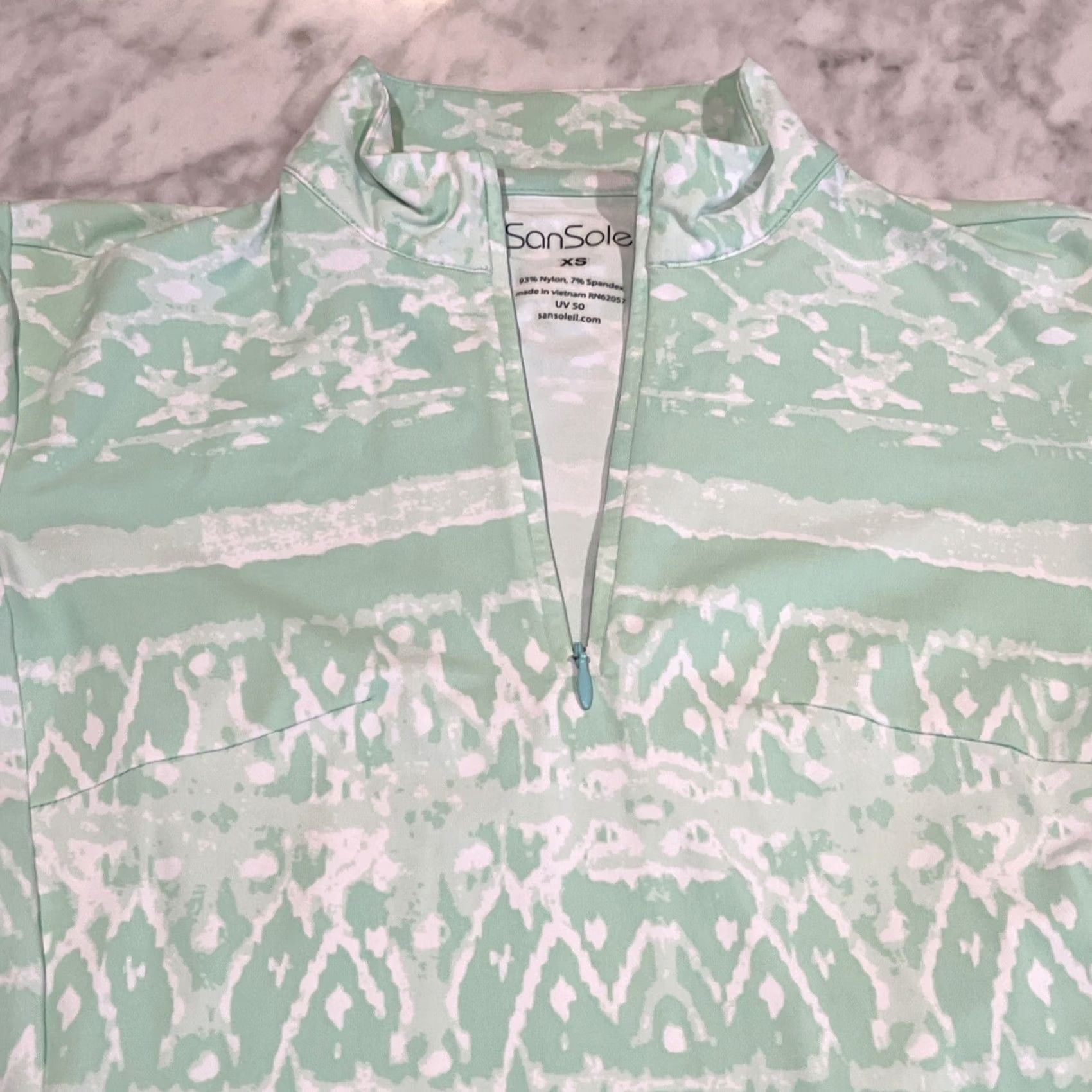 Vintage San Soleil Dress XS Long Sleeve Tropical UV 50 Pockets Green Nylon Spandex Size XS / US 0-2 / IT 36-38 - 3 Thumbnail