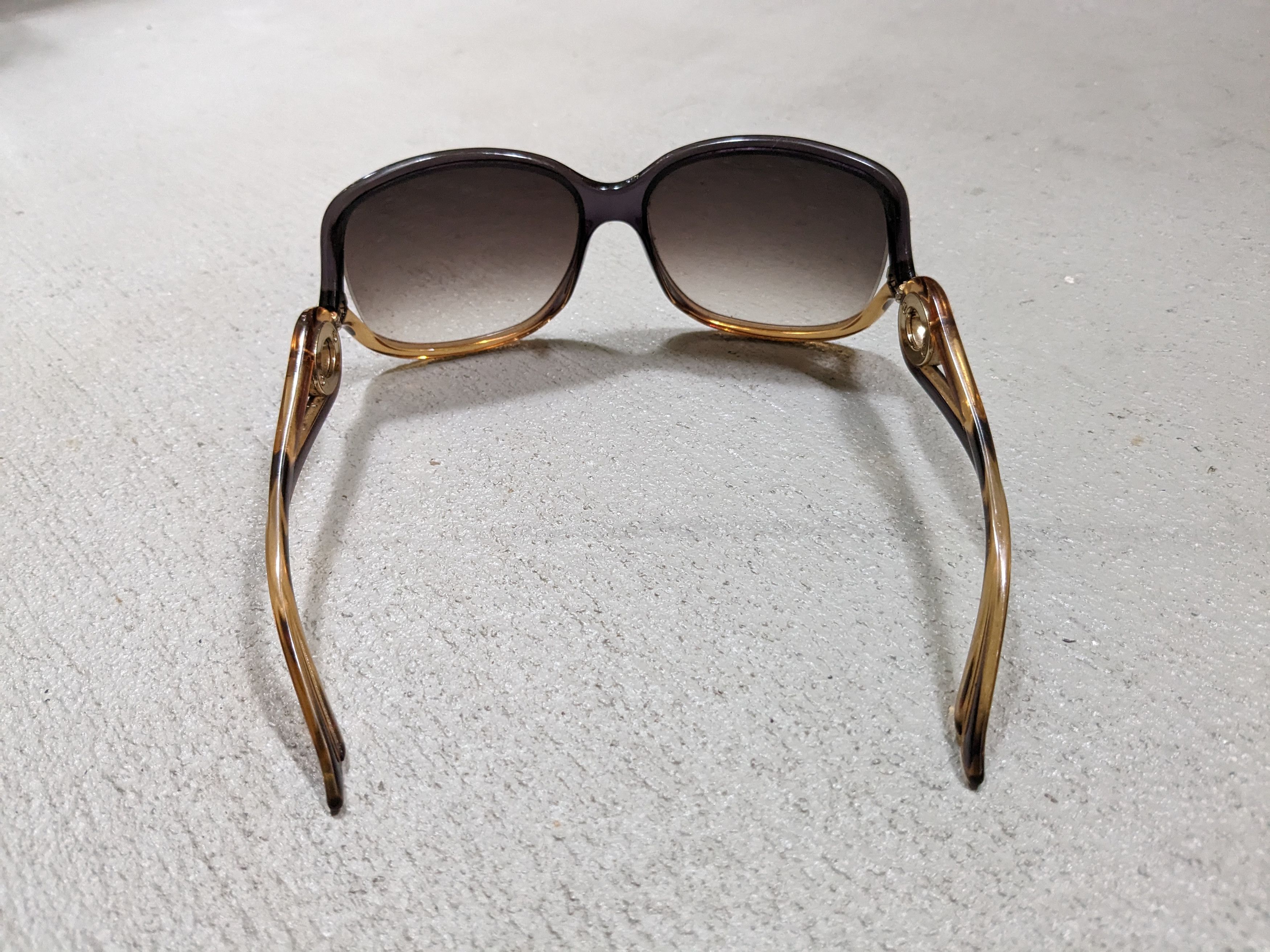 Dior × Vintage Christian Dior Sunglasses Brown Gradient Gold Oversized Size ONE SIZE - 11 Thumbnail