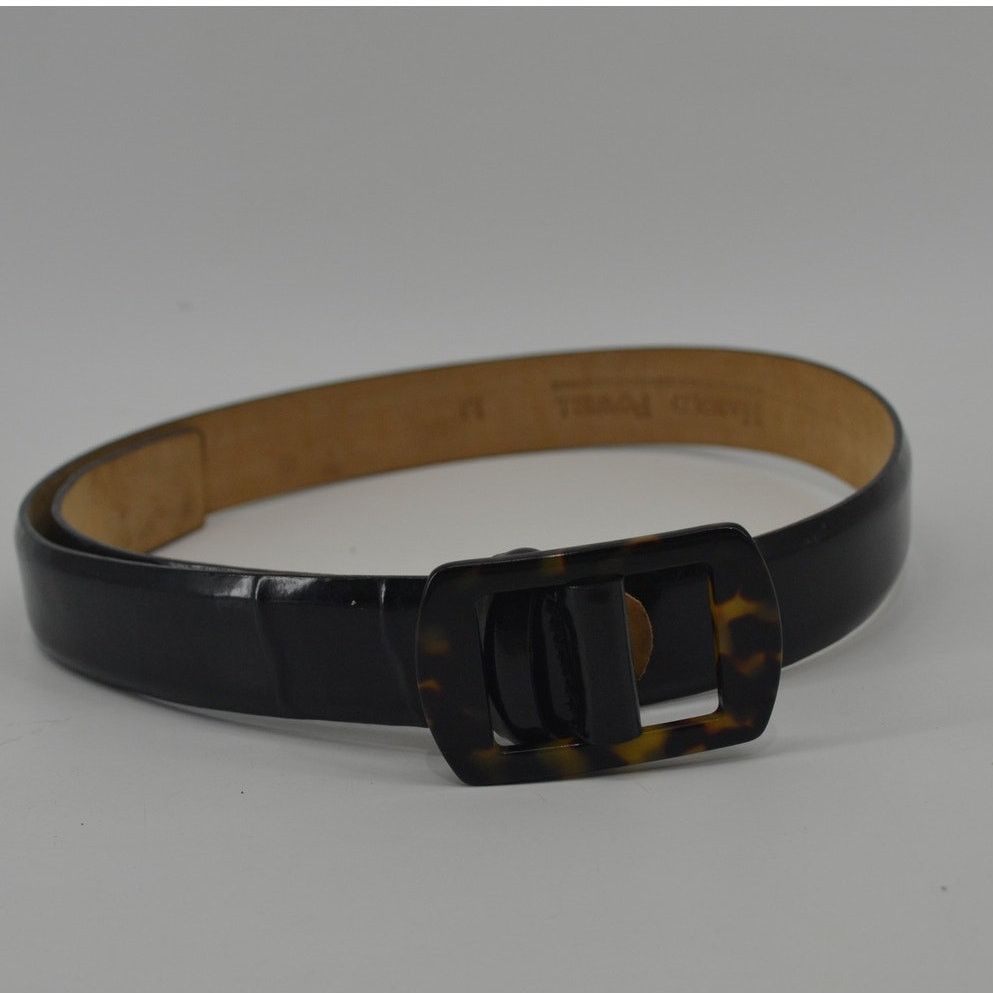 Other Harold Powell Womens Black Leather Belt Italy Minimalist Med Size ONE SIZE - 2 Thumbnail
