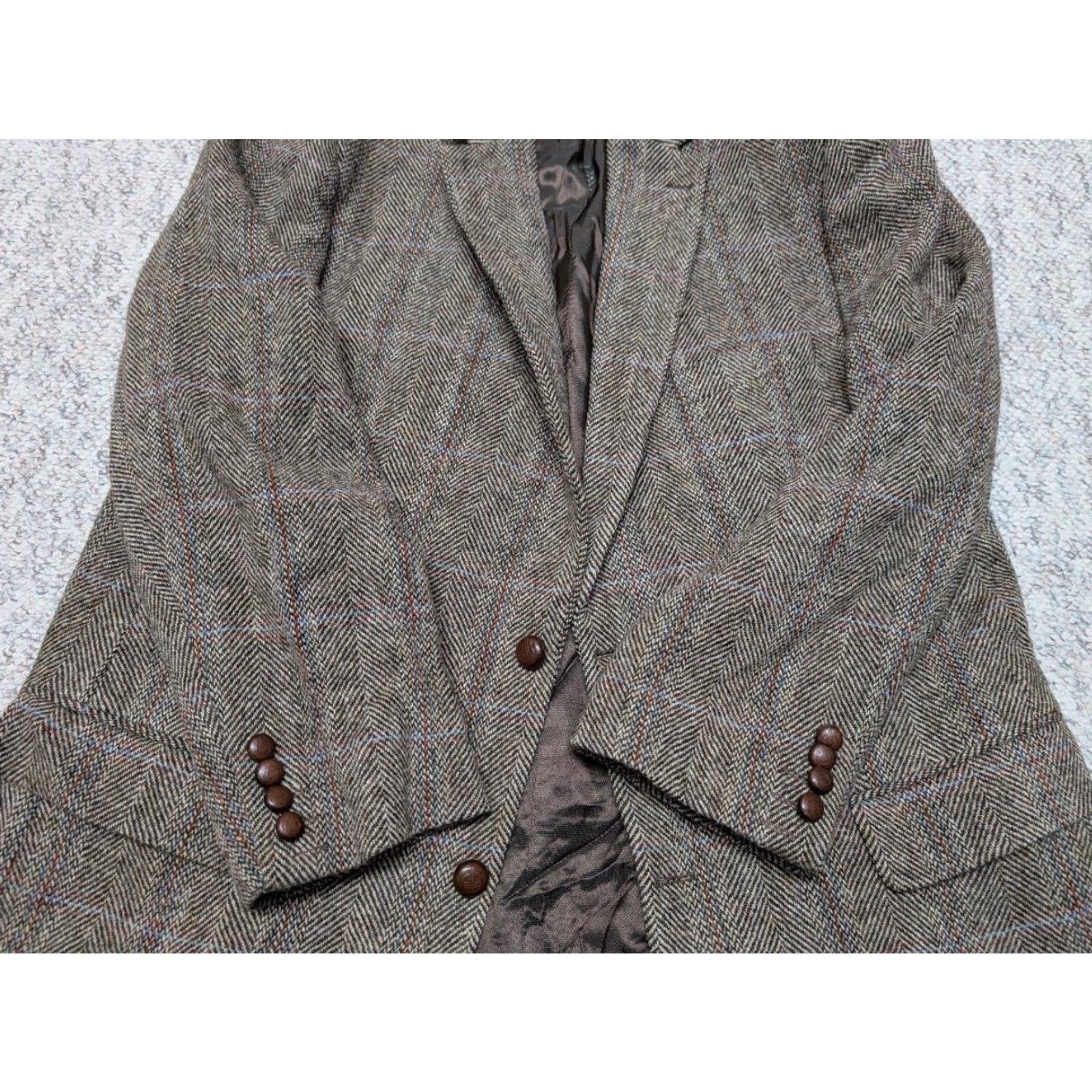 Vintage VINTAGE Harris Tweed brown 46R herringbone wool blazer Barutti Size 46R - 4 Thumbnail