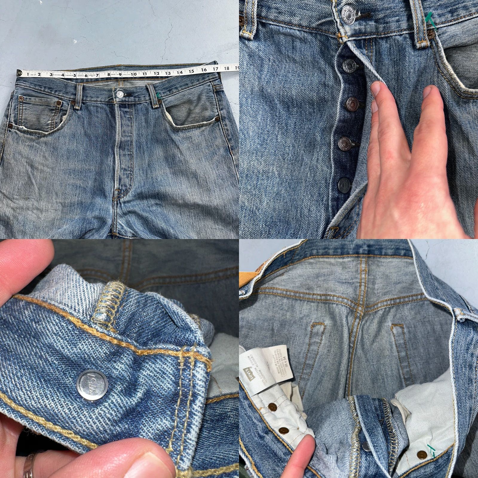 Levi's Levi's 501 Vintage Straight Jeans Blue Light Wash 35x34 Men Regular 90s 501 Series Comfort Jeans Size US 35 - 8 Thumbnail