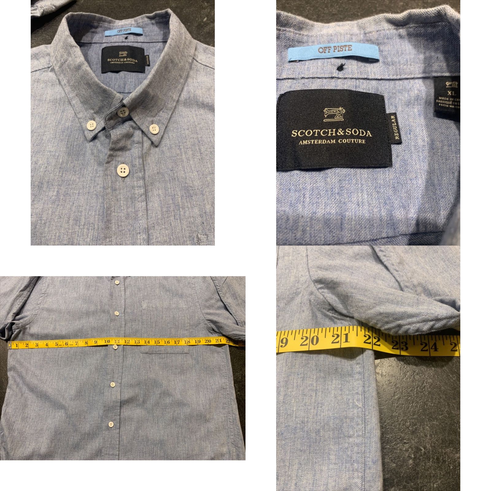 Scotch & Soda Scotch & Soda Long Sleeve Button-Up Shirt Mens XL Blue Cotton Size US XL / EU 56 / 4 - 4 Thumbnail