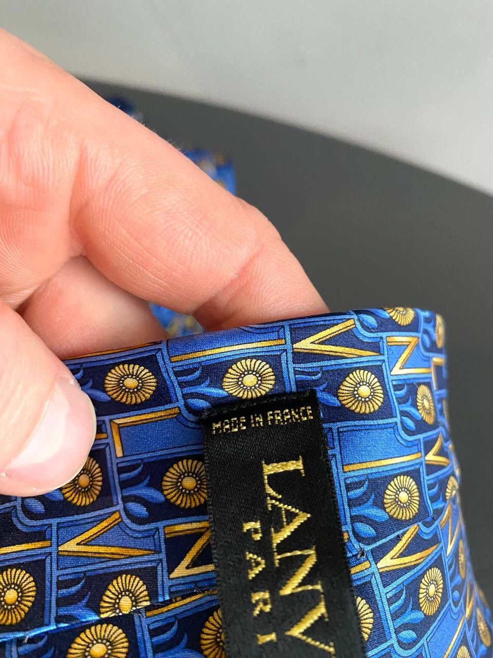 Lanvin Lanvin Paris Silk Tie Blue Monogram Pattern, Made in France Size ONE SIZE - 9 Thumbnail