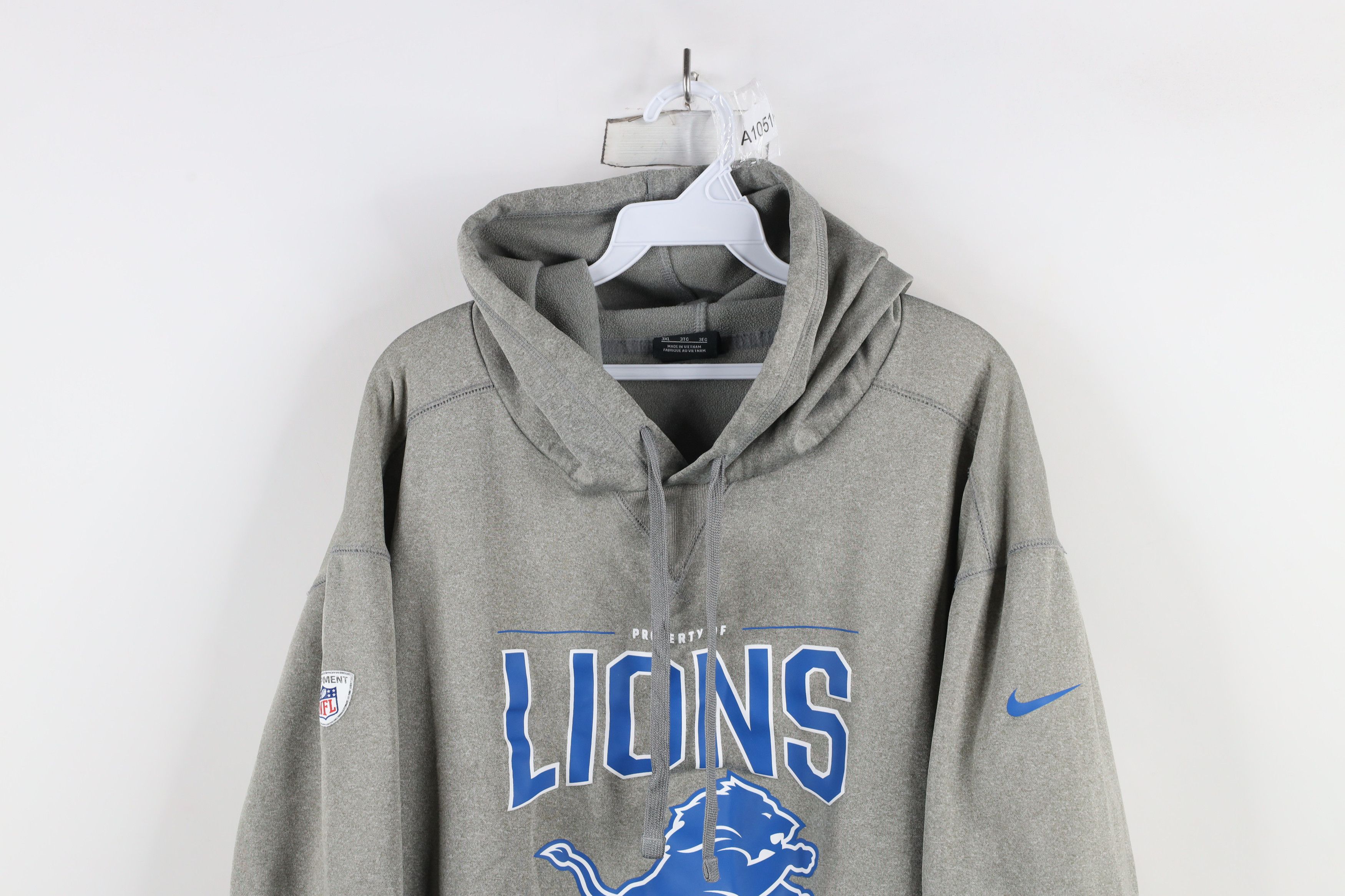 Nike × Vintage Nike Cropped Detroit Lions Football Hoodie Sweatshirt Gray Size 3XL / US 20-22 - 2 Thumbnail