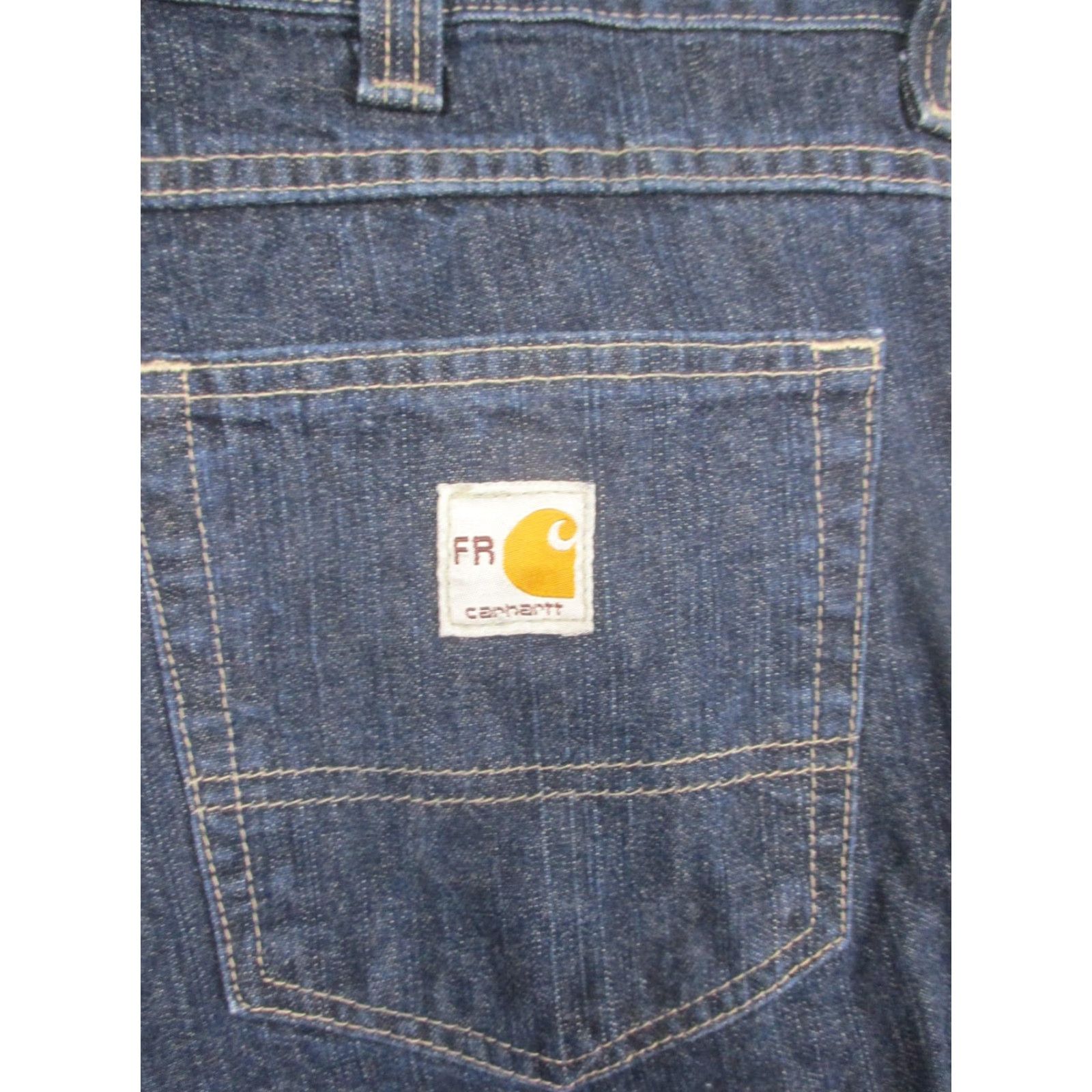 Carhartt Carhartt Jeans Mens 40x28 Blue Denim Flame Resistant Relaxed Fit Straight Workwear Size US 40 / EU 56 - 7 Thumbnail
