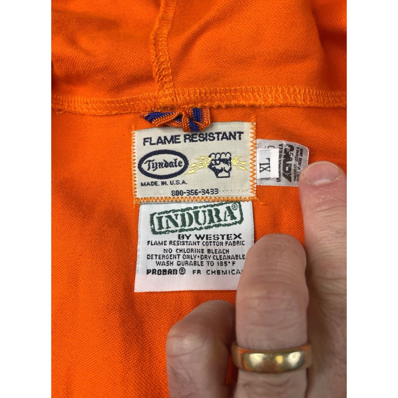 Vintage VINTAGE Flame Resistant Tyndale Jacket Blaze Orange Hood Indura Westex XL Size US XL / EU 56 / 4 - 2 Thumbnail